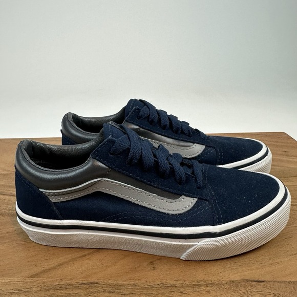 New Big Kids Vans Old Skool Navy/Grey Suede Casual Sneakers Shoes Size 1 Y - Picture 1 of 8